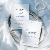 Modern Minimalist Blue & White Wedding 招待状