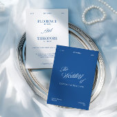 Modern Minimalist Blue & White Wedding 招待状