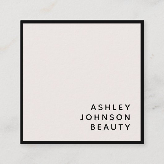 Modern Minimalist Blush and Black スクエア名刺 (正面)
