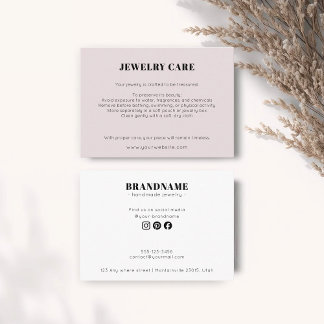 Modern Minimalist Blush Jewelry Care Insert Card エンクロージャーカード