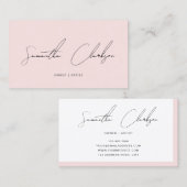Modern Minimalist Blush Pink Handwritten Script 名刺 (正面/裏面)