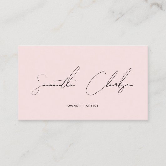 Modern Minimalist Blush Pink Handwritten Script 名刺 (正面)