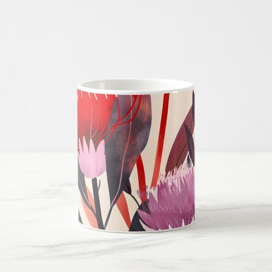 Modern Minimalist Boho Floral Botanical コーヒーマグカップ (中央)