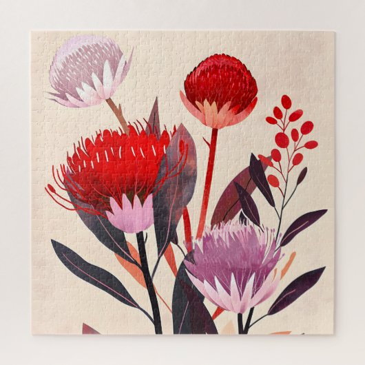 Modern Minimalist Boho Floral Botanical ジグソーパズル (縦)