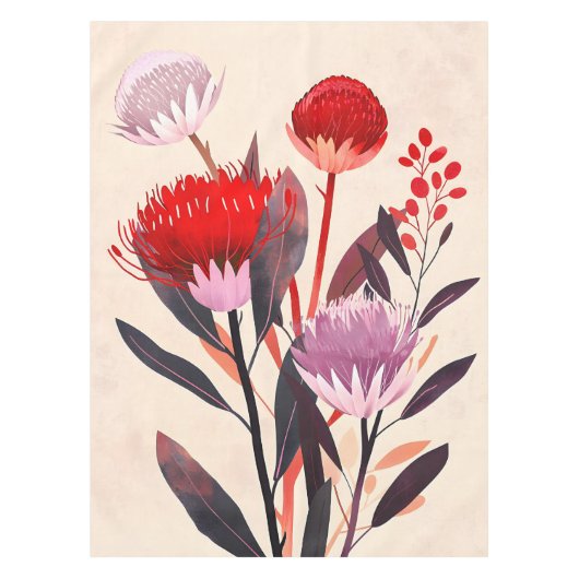 Modern Minimalist Boho Floral Botanical テーブルクロス (正面)