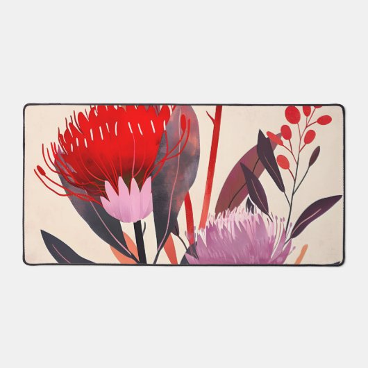 Modern Minimalist Boho Floral Botanical デスクマット (正面)