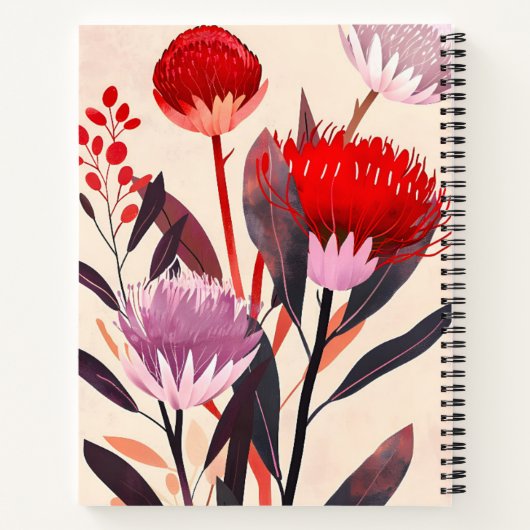 Modern Minimalist Boho Floral Botanical ノートブック (裏面)