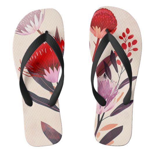 Modern Minimalist Boho Floral Botanical ビーチサンダル (フットベッド)