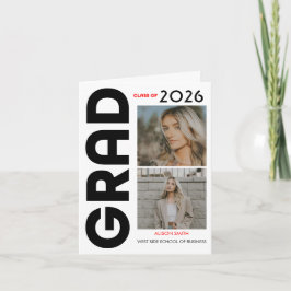 Modern minimalist bold black typography grad 2026 案内状