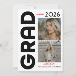 Modern minimalist bold black typography grad 2026 案内状