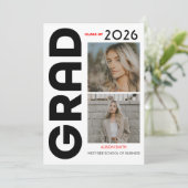 Modern minimalist bold black typography grad 2026 案内状 (スタンド正面)