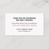 Modern minimalist bold Thank You card 名刺 (裏面)