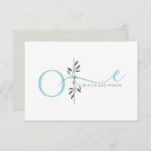 Modern Minimalist Botanical Aqua Monogram  ノートカード (正面/裏面)