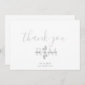 Modern Minimalist Botanical Monogram  サンキューカード (正面/裏面)