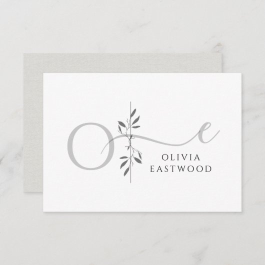 Modern Minimalist Botanical Monogram  ノートカード (正面/裏面)