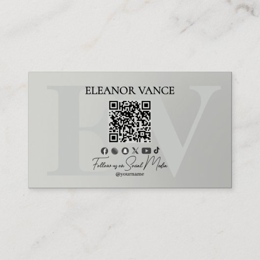 Modern Minimalist Botanical Monogrammed Logo 名刺 (裏面)