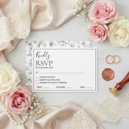 Modern Minimalist Botanical Wedding RSVP Card