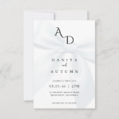 Modern Minimalist Bow Black & White Wedding 招待状 (正面)