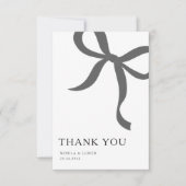 Modern Minimalist Bow Wedding Thank You Card サンキューカード (正面)