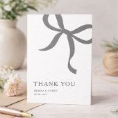 Modern Minimalist Bow Wedding Thank You Card サンキューカード