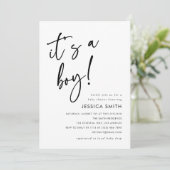 Modern Minimalist Boy Baby Shower 招待状 (スタンド正面)