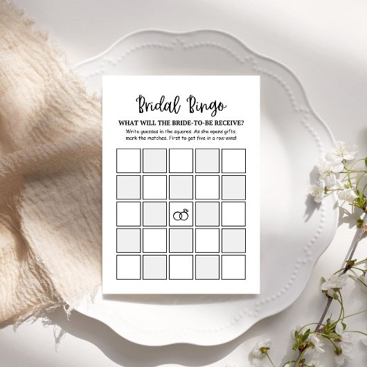 Modern Minimalist Bridal Bingo Bridal Game card