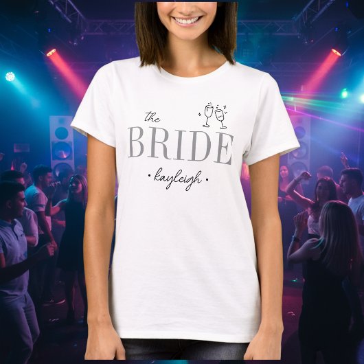Modern Minimalist Bride Script Bachelorette Tシャツ