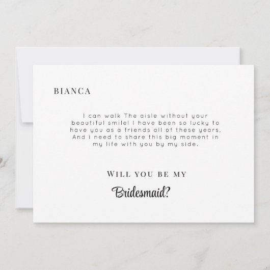 Modern Minimalist Bridesmaid Proposal Card 招待状 (裏面)