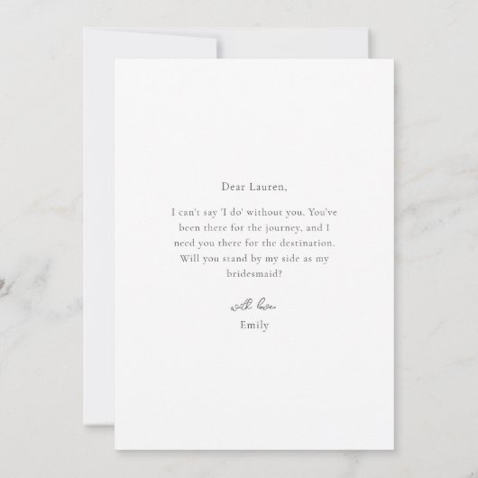 Modern Minimalist Bridesmaid Proposal Photo Card 招待状 (裏面)