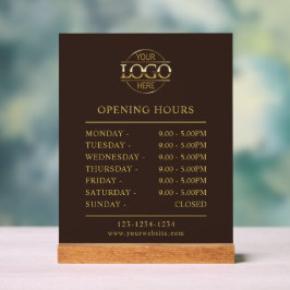 Modern Minimalist Brown | Business Opening Hours アクリルサイン