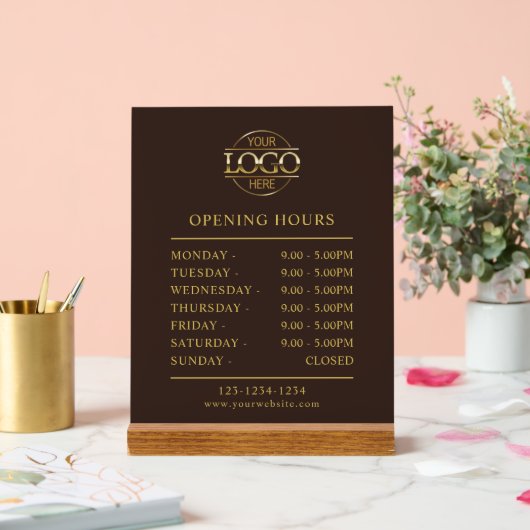 Modern Minimalist Brown | Business Opening Hours アクリルサイン (ウェディング)