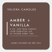 Modern Minimalist Brown Candle Label Sticker スクエアシール (正面)