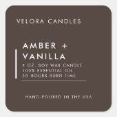 Modern Minimalist Brown Candle Label Sticker スクエアシール (正面)