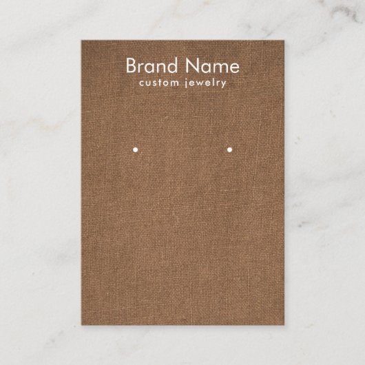 Modern Minimalist Brown Linen Jewelry Display Card 名刺 (正面)