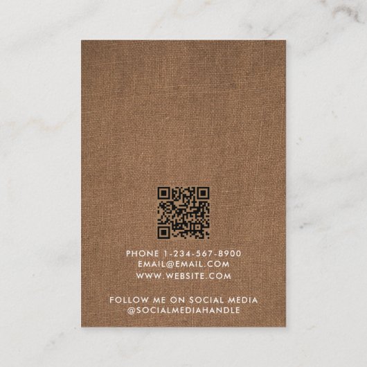 Modern Minimalist Brown Linen Jewelry Display Card 名刺 (裏面)