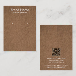 Modern Minimalist Brown Linen Jewelry Display Card 名刺