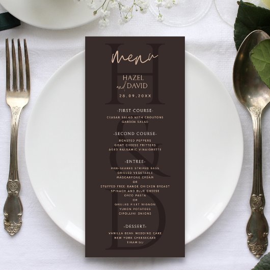 Modern Minimalist Brown Monogram Wedding メニュー