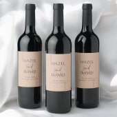 Modern Minimalist Brown Monogram Wedding ワインラベル