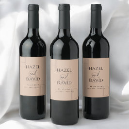 Modern Minimalist Brown Monogram Wedding ワインラベル