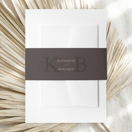 Modern Minimalist Brown Monogram Wedding 招待状ベリーバンド