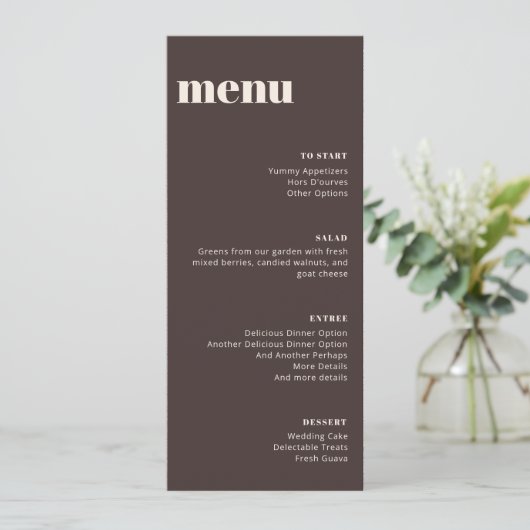 Modern Minimalist Brown Wedding Tall Template Menu メニュー (スタンド正面)