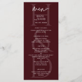 Modern Minimalist Burgundy Monogram Wedding メニュー (正面)