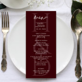 Modern Minimalist Burgundy Monogram Wedding メニュー