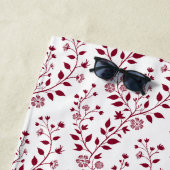 Modern Minimalist Burgundy Red White Floral Script ビーチタオル (インサイチュ)