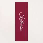 Modern Minimalist Burgundy Red White Floral Script ヨガマット (裏面)