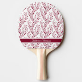 Modern Minimalist Burgundy Red White Floral Script 卓球ラケット (裏面)