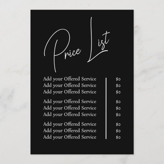 Modern Minimalist Business Branding Menu and Price メニュー (正面)