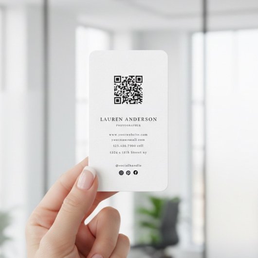 Modern Minimalist Business Card with QR Code  名刺