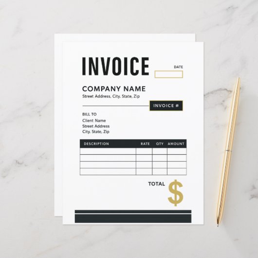 Modern Minimalist Business Invoice (正面/裏面インサイチュ)