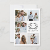 Modern Minimalist Calligraphy Crest monogram Photo サンキューカード (正面)